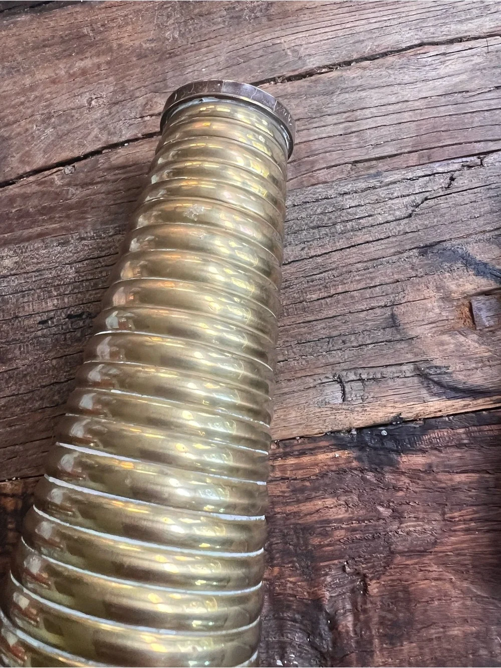 Brass Ribbed Decorative Vases - Set of 2
